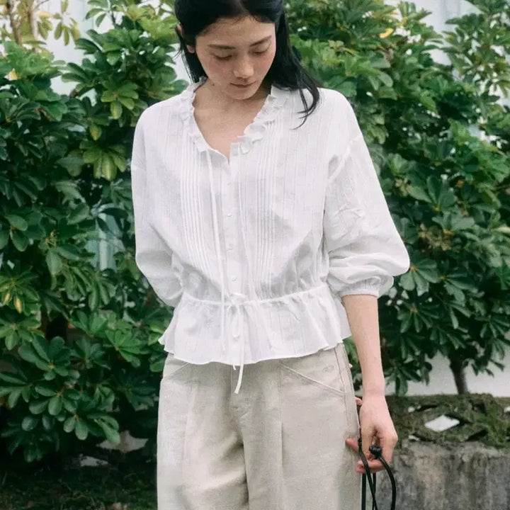 [BUNJANG] Mango Many Please ONCE Frill Blouse White / 망고매니플리즈 (ONCE FRILL BLOUSE_WHITE)