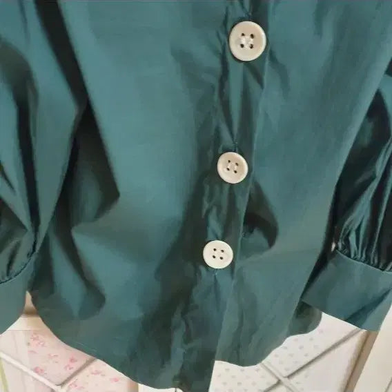 [BUNJANG] Zara Green Volume Sleeve Blouse (Size 55) / 자라 블라우스/55