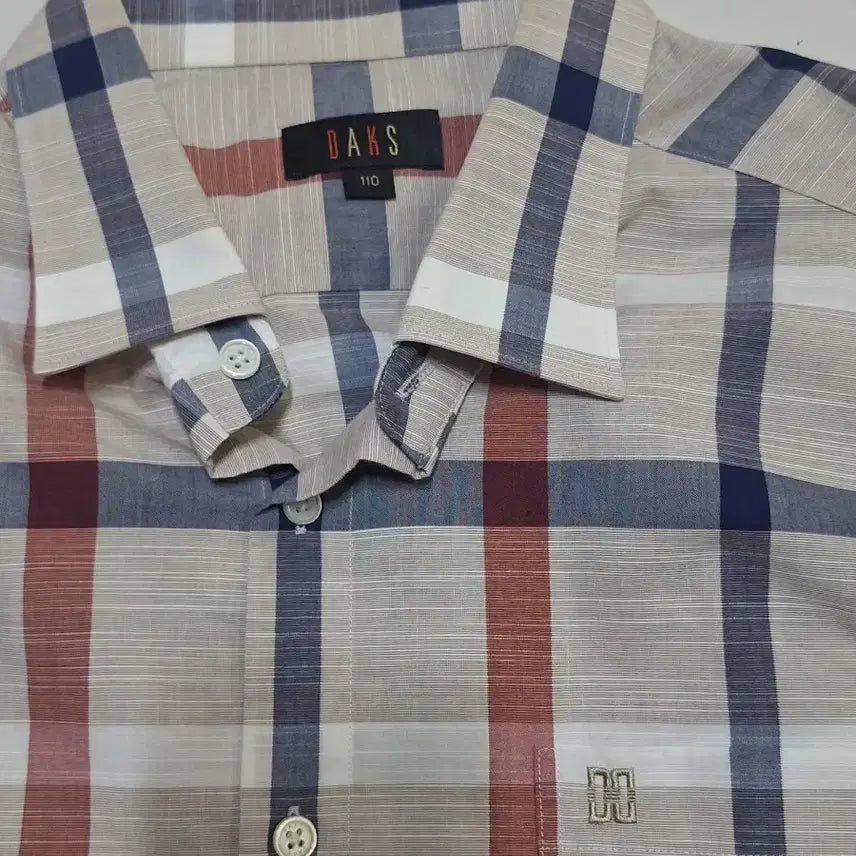 [BUNJANG] Daks Check Pattern Long Sleeve Shirt - Beige / 닥스 체크 패턴 긴팔 셔츠 110 실착 1회