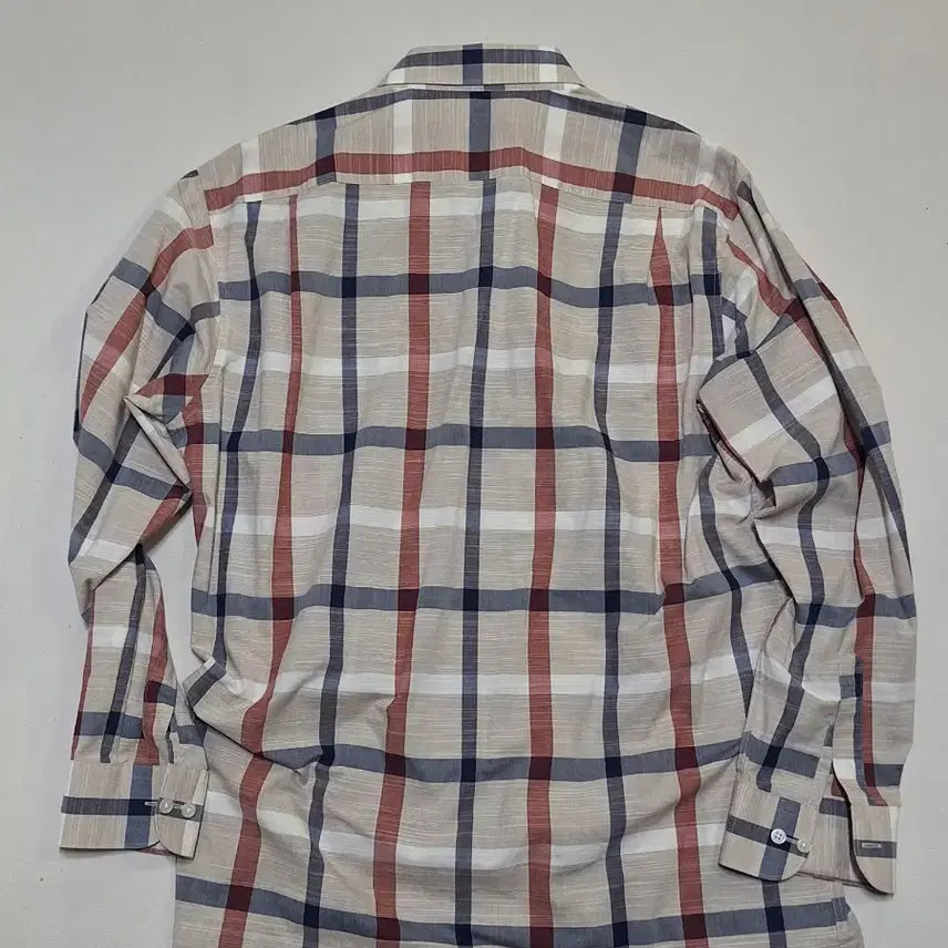 [BUNJANG] Daks Check Pattern Long Sleeve Shirt - Beige / 닥스 체크 패턴 긴팔 셔츠 110 실착 1회