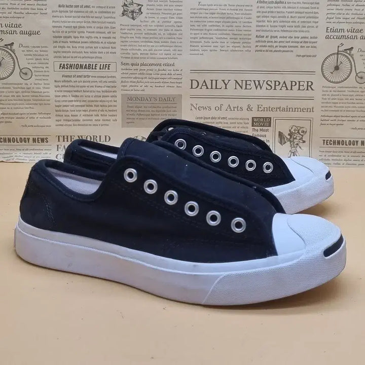 [BUNJANG] Converse Jack Purcell Classic Black Sneakers / 컨버스 잭퍼셀 클래식 블랙 스니커즈 225