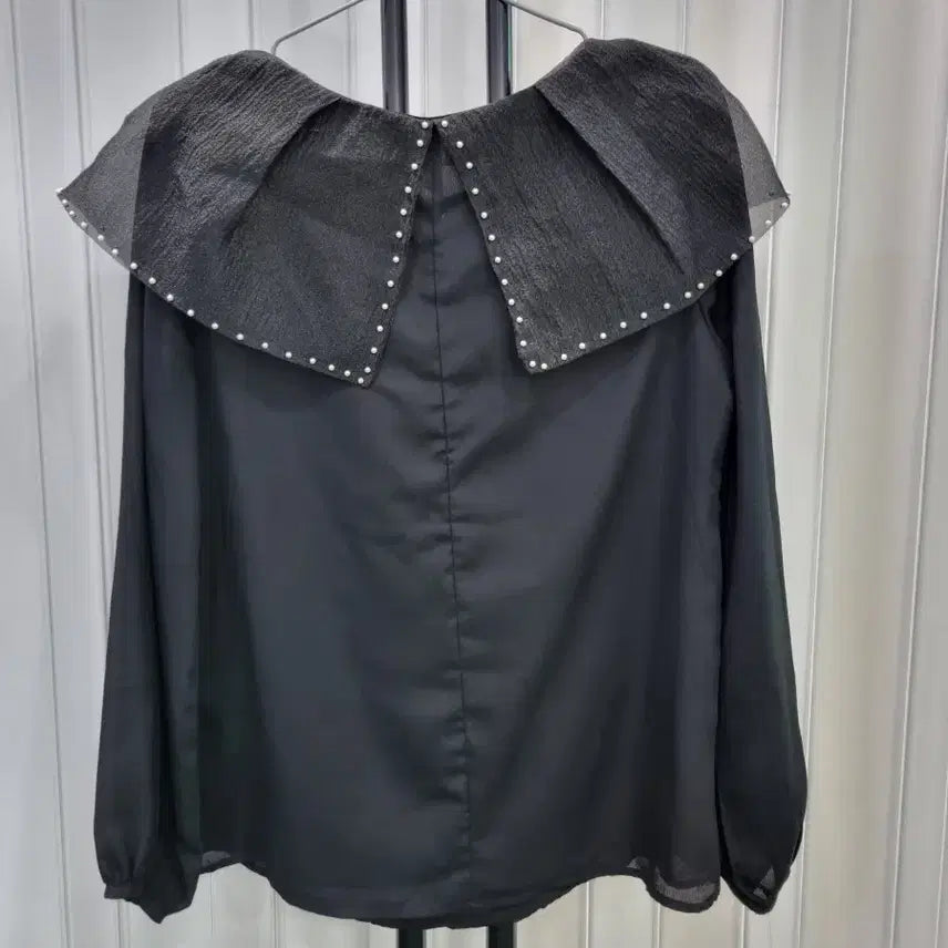 [BUNJANG] Black Chiffon Ribbon Blouse / 블랙 쉬폰 리본 블라우스