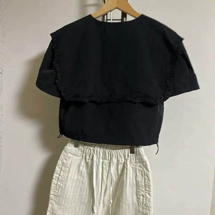 [BUNJANG] Black Big Collar Crop Jacket Free Size / 블랙 빅카라 크롭자켓 프리