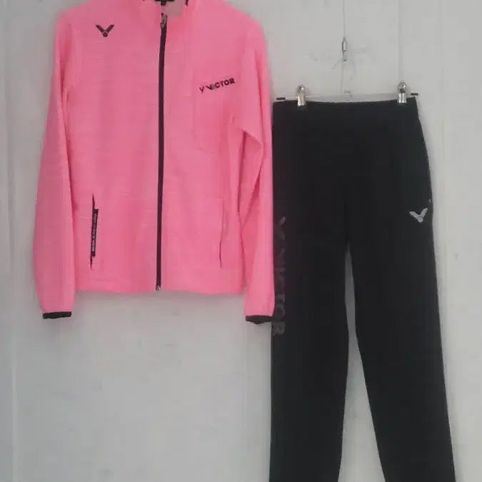 [BUNJANG] Victor Sportswear Training Set Pink/Black / 빅터 스포츠웨어 트레이닝 세트 핑크/블랙