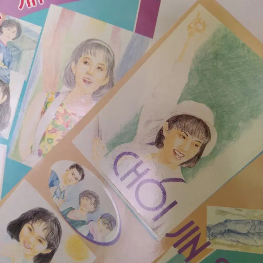 [BUNJANG] Choi Jin Sil / Seo Tai Ji Illustration Vintage Sticker Set / 최진실 서태지 그림 옛날 스티커 스타 고전 문구 빈티지 굿즈 레트로 팬시
