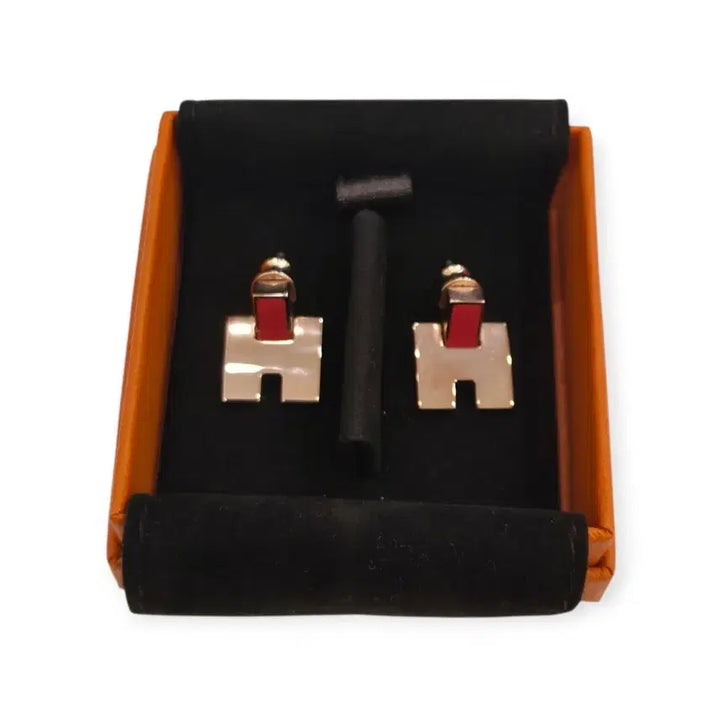 [BUNJANG] Hermès Rouge Eileen Earrings Rose Gold Deep Pink / 에르메스 루즈 에일린 귀걸이