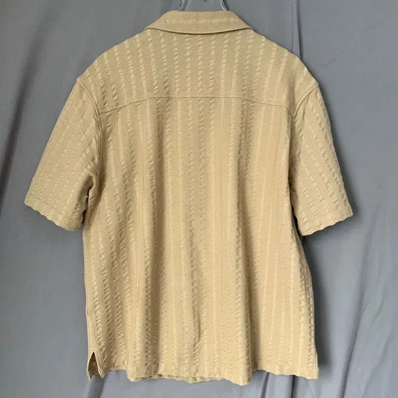 [BUNJANG] Calvin Klein Jacquard Stripe Pattern Spandex Short Sleeve Shirt / S CK 캘빈클라인 자카드 스트라이프 패턴 스판 반팔 셔츠