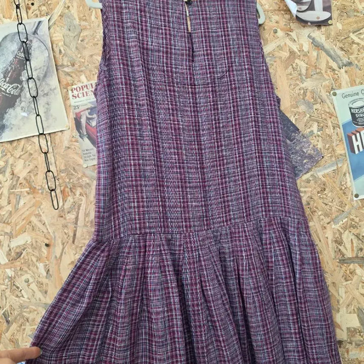 [BUNJANG] Check Pattern Sleeveless Long Dress / 체크 패턴 민소매 원피스 F