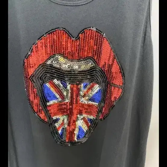 [BUNJANG] HALFMAN Sequin Union Jack Print Tank Top / HALFMAN 스팽글 립 프린팅 유니언잭 티셔츠