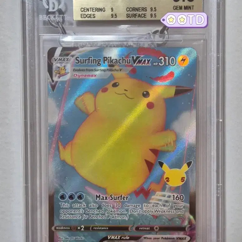 [BUNJANG] Pokemon TCG 25th Anniversary Surfing Pikachu VMAX BGS 9.5 Graded Card (North American Edition) / 등급카드 BGS9.5 포켓몬카드 북미판 25주년 서핑 피카츄VMAX