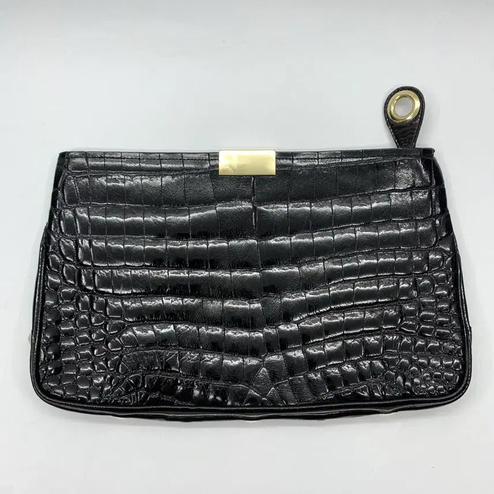 [BUNJANG] Jimmy Choo Croc Embossed Clutch Bag Black / 267002548 지미추 크로코 엠보스드 클러치백 블랙