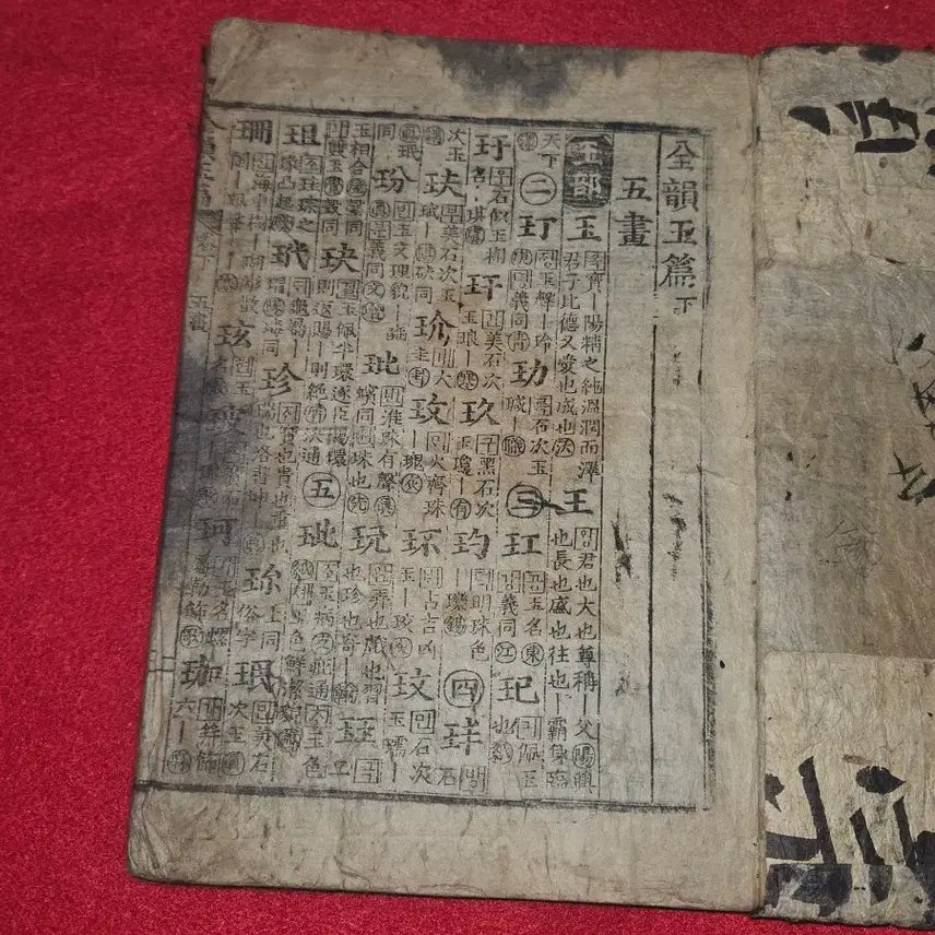 [BUNJANG] Joseon Dynasty, Woodblock Printed Jeonwunokpyeon (Complete Dictionary), Volume 2 (Lower) - Complete Edition / [조선 고서] 목판본 전운옥편() 하()권 완본 | 안쪽 능화판 배접 및