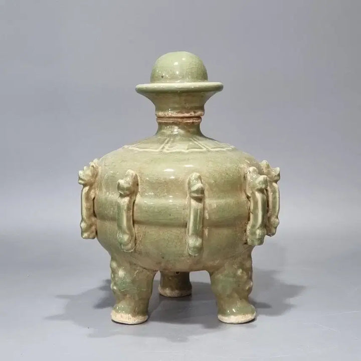 [BUNJANG] Yongcheon Kiln Celadon Three-Legged Dragon Jar with Lid / 용천요청자 삼족구룡유개호. 고32 지름26