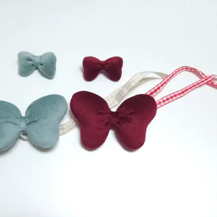 [BUNJANG] Handmade Doll Ribbon Set (Red &amp; Green) / 솜인형 수제 리본 레드 그린 일괄