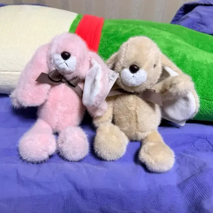 [BUNJANG] Bunny Plush Doll Set Pink/Beige / 토끼 인형 핑크/베이지(합친가격)