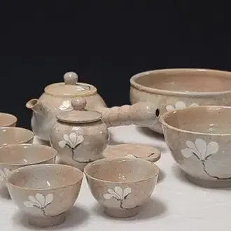 [BUNJANG] Seo Seon-gil Songsan Buncheong Mokryun 5-Person Tea Set / 송산 서선길선생 -분청모미지 목련문5인다기세트/