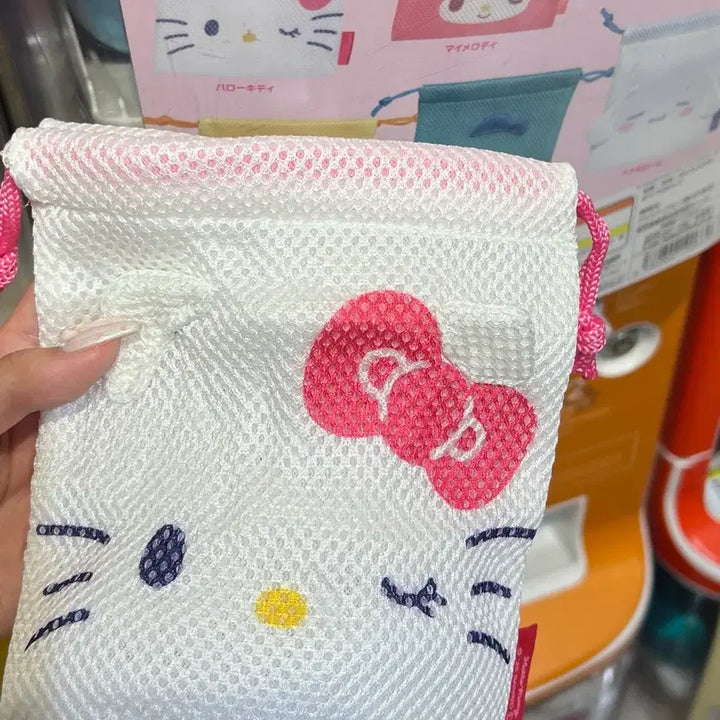 [BUNJANG] Sanrio Mesh Drawstring Pouch Pom Pom Purin Hangyodon / 산리오 메쉬 드로스트링 파우치 가챠 폼폼푸린 한교동