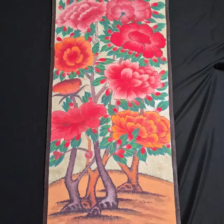 [BUNJANG] Danchae Painting of National Peonies, Antique Korean Art / 연대감 있는 모란화 국모란도 당채 화폭(7) 고화 그림 골동품 수집품