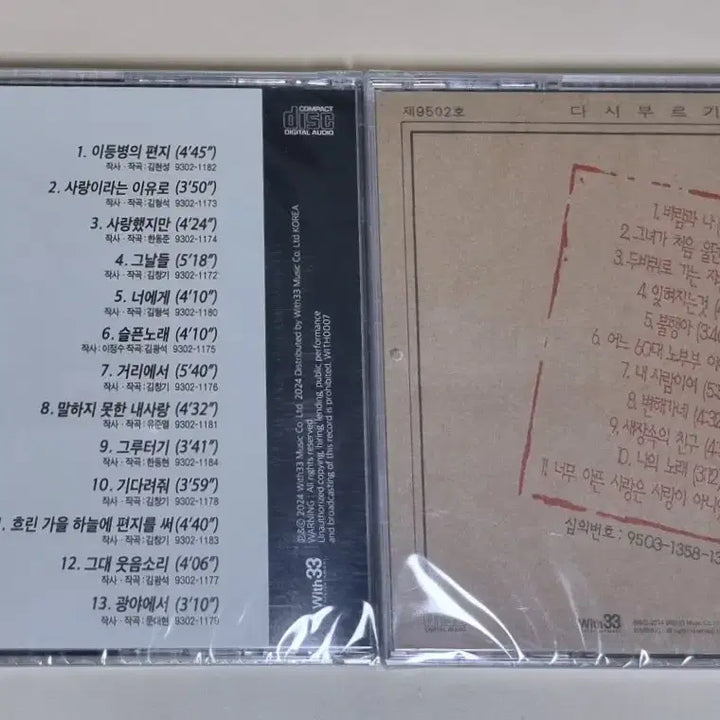 [BUNJANG] Kim Kwang Seok Re-Singing Vol. 1 &amp; 2 (Sealed 2CD Set) / 김광석 다시부르기 1,2 (미개봉 2CD)