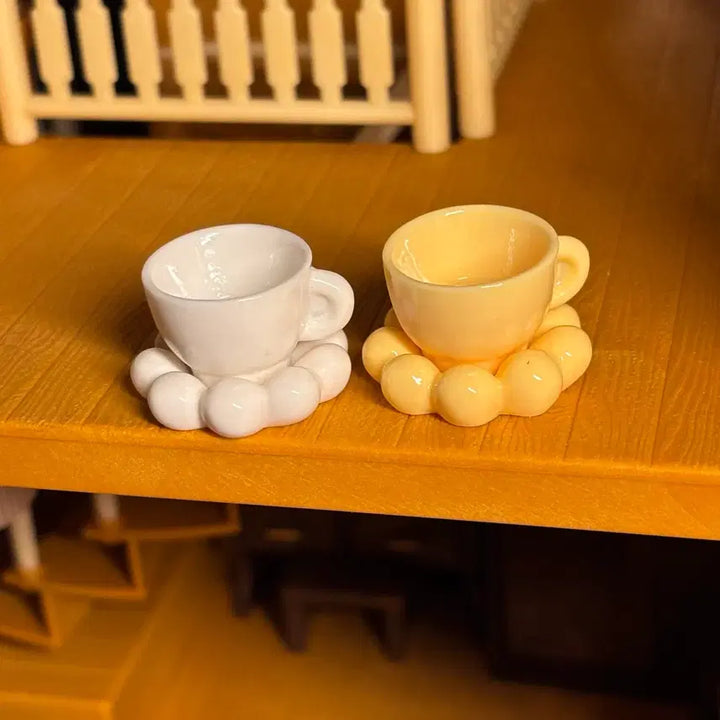 [BUNJANG] Miniature Teacup Set (White/Yellow) / 미니어처 찻잔 세트 (화이트/옐로우)