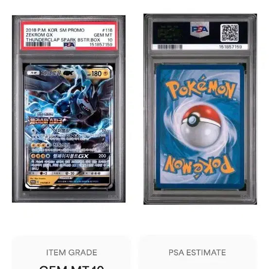 [BUNJANG] Pokemon Card Zekrom Promo PSA 10 / 포켓몬카드 제크로무 프로모 psa10