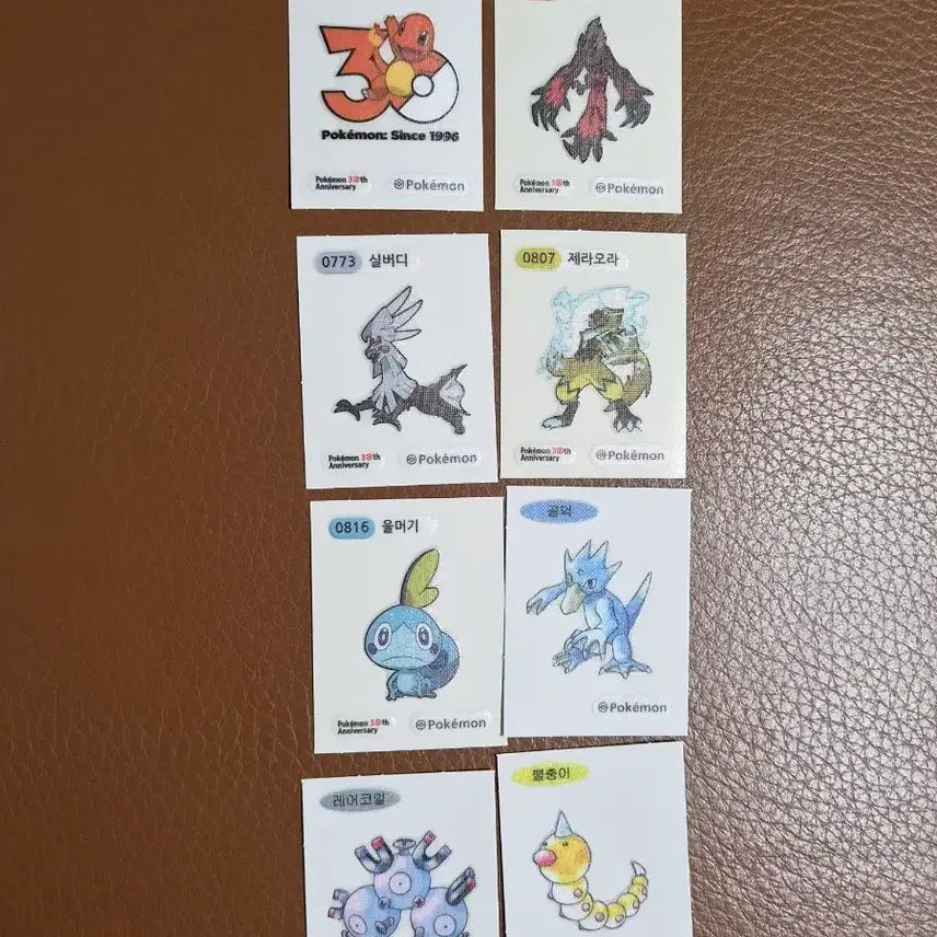 [BUNJANG] Pokemon 30th Anniversary Sticker Bundle Set / 일괄) 포켓몬 30주년 띠부씰 파이리,이벨타르,실버디,제라오라등 8장