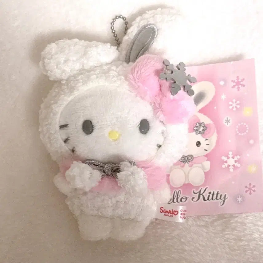 [BUNJANG] Hello Kitty Snow Rabbit Mascot Plush Keyring / 헬로키티 눈토끼 마스코트 인형키링