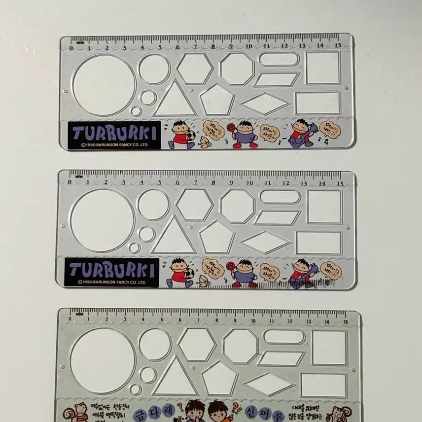 [BUNJANG] Vintage Math Ruler Set - Kkoma Ttorae, Bareunson, Tteobeogi, Geumdarae, Sinmeoru Designs / 고전문구 꼬마또래 바른손 떠버기  도형 자