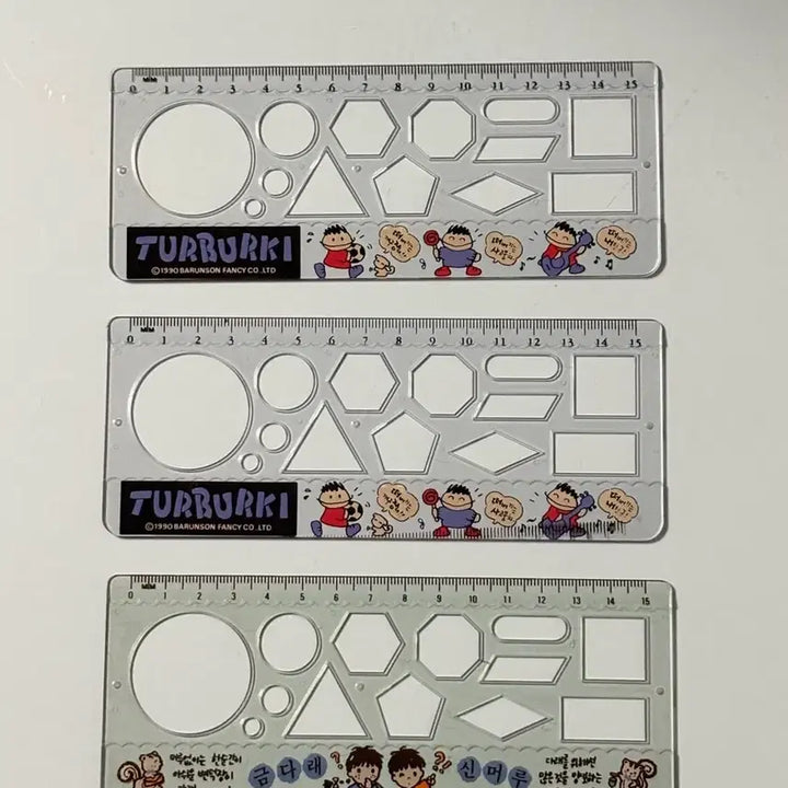 [BUNJANG] Vintage Math Ruler Set - Kkoma Ttorae, Bareunson, Tteobeogi, Geumdarae, Sinmeoru Designs / 고전문구 꼬마또래 바른손 떠버기  도형 자