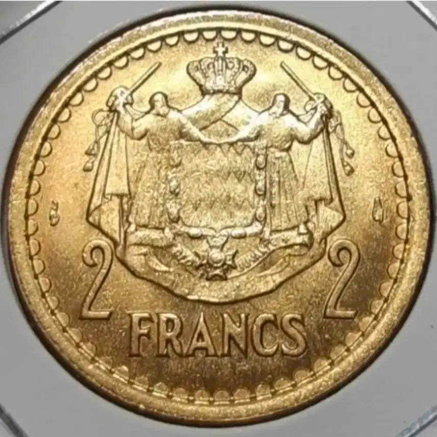 [BUNJANG] Monaco 1943 Louis II 2 Francs Uncirculated Coin / 모나코 미사용 루이2세 1943년 2프랑.외국주화 주화 화폐 동전
