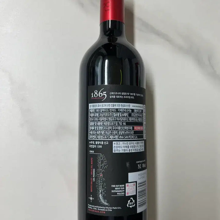 [BUNJANG] 1865 Selected Vineyard Cabernet Sauvignon 2020 Woojinyeong Collaboration Edition / 1865 셀렉티드 빈야드 카베르네 소비뇽 와인 공병 (우진영 콜라보)