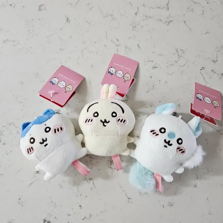 [BUNJANG] Urusei Yatsura Hachiware Usagi Momonga Mini Plush Keychain 3-Set / 먼작귀 하치와레 우사기 모몽가 콩눈 미니 인형 키링 3종 세트