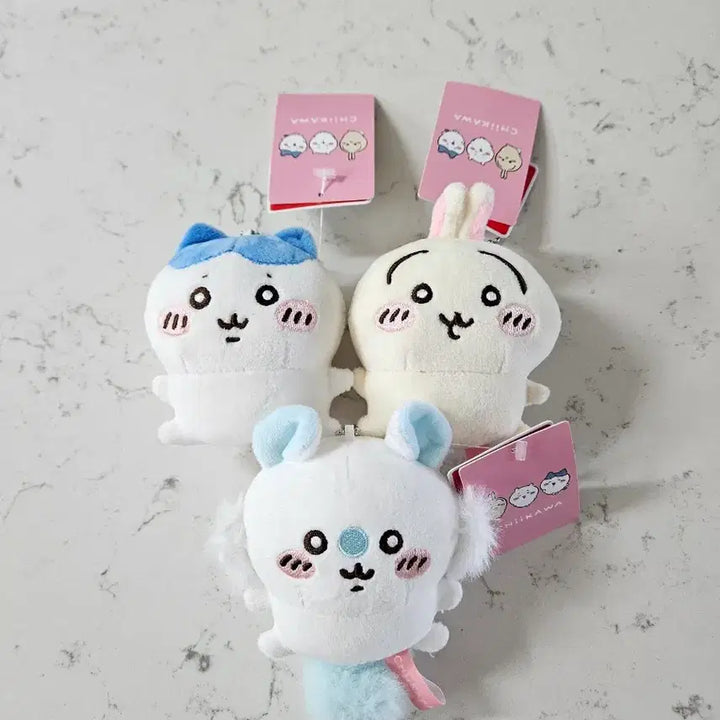 [BUNJANG] Urusei Yatsura Hachiware Usagi Momonga Mini Plush Keychain 3-Set / 먼작귀 하치와레 우사기 모몽가 콩눈 미니 인형 키링 3종 세트
