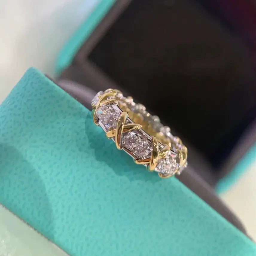 [BUNJANG] Tiffany &amp; Co. Schlumberger X Diamond Ring Platinum Size 15 / 티파니 진 슐룸버거 X 다이아 반지 950 플래티넘 사이즈15 정품