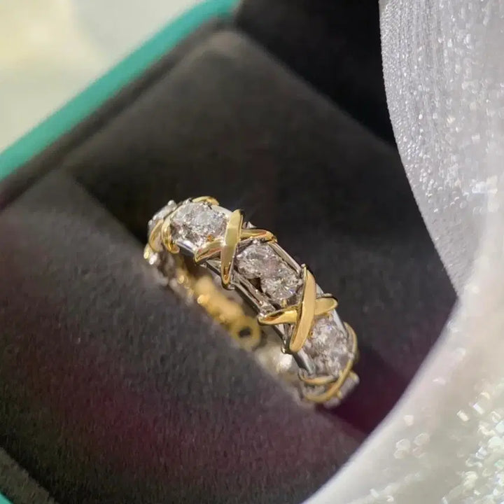 [BUNJANG] Tiffany &amp; Co. Schlumberger X Diamond Ring Platinum Size 15 / 티파니 진 슐룸버거 X 다이아 반지 950 플래티넘 사이즈15 정품