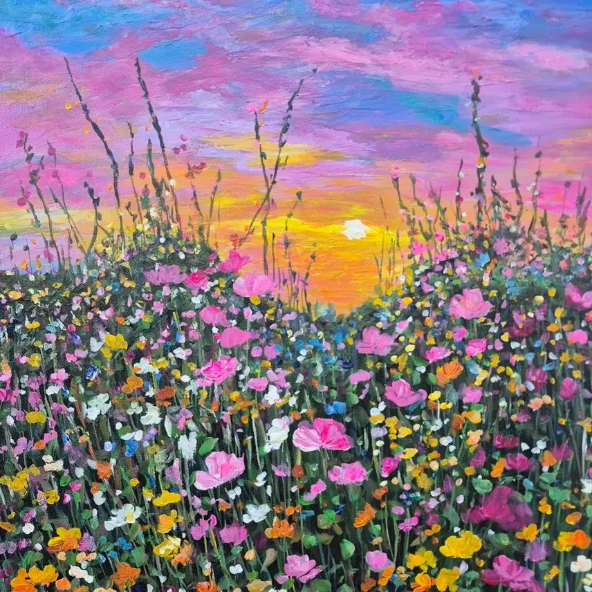 [BUNJANG] Wildflowers and Sky Oil Painting / 들꽃과 하늘