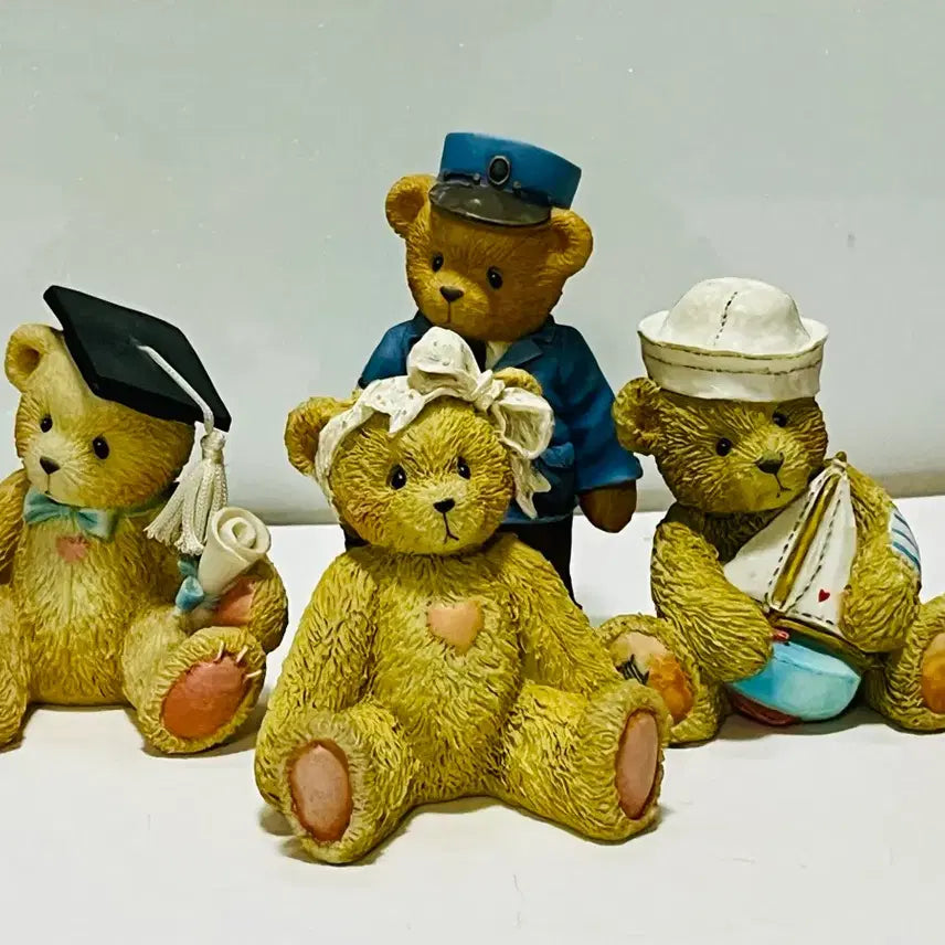 [BUNJANG] Cherryseed Teddy Bear Figure Set (4 Pieces) / 체리시드 테디베어 피규어 4개