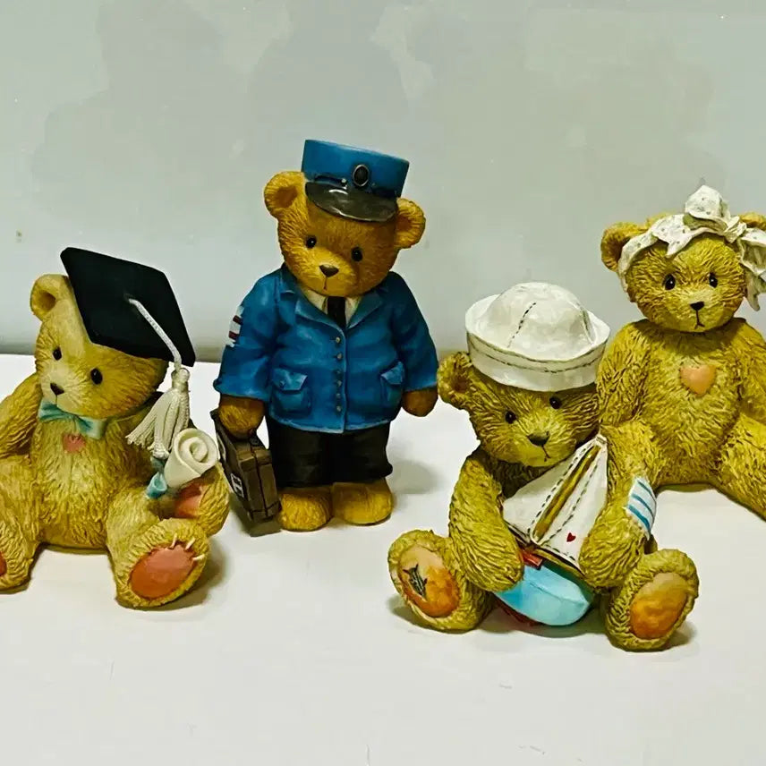 [BUNJANG] Cherryseed Teddy Bear Figure Set (4 Pieces) / 체리시드 테디베어 피규어 4개