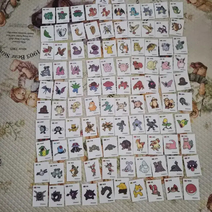 [BUNJANG] Pokemon Stickers Generation 1 Bundle Set - Includes 2 Mewtwo Stickers / 포켓몬 띠부씰 1세대 띠부씰 뮤츠두장 포함 일괄판매합니다