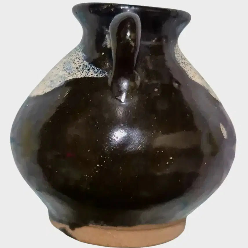 [BUNJANG] Tang Dynasty Black Glazed Twin-Handled Jar with Floral Mottling / 당대 흑유남반요변 소호