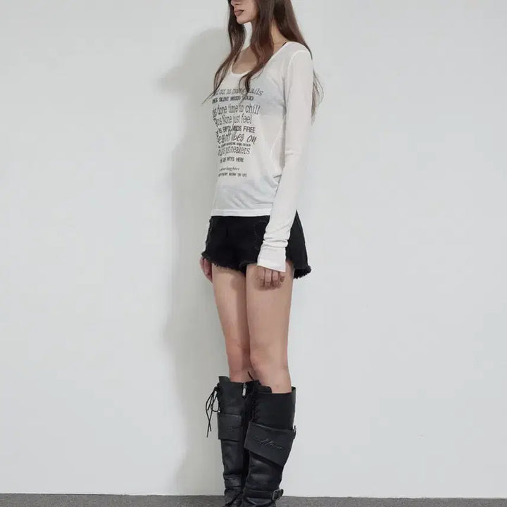 [BUNJANG] Bohemian Seoul Smudged Lettering Long Sleeve T-Shirt Ivory / 보헤미안서울 보헴서 SMUDGED LETTERING T, IVORY