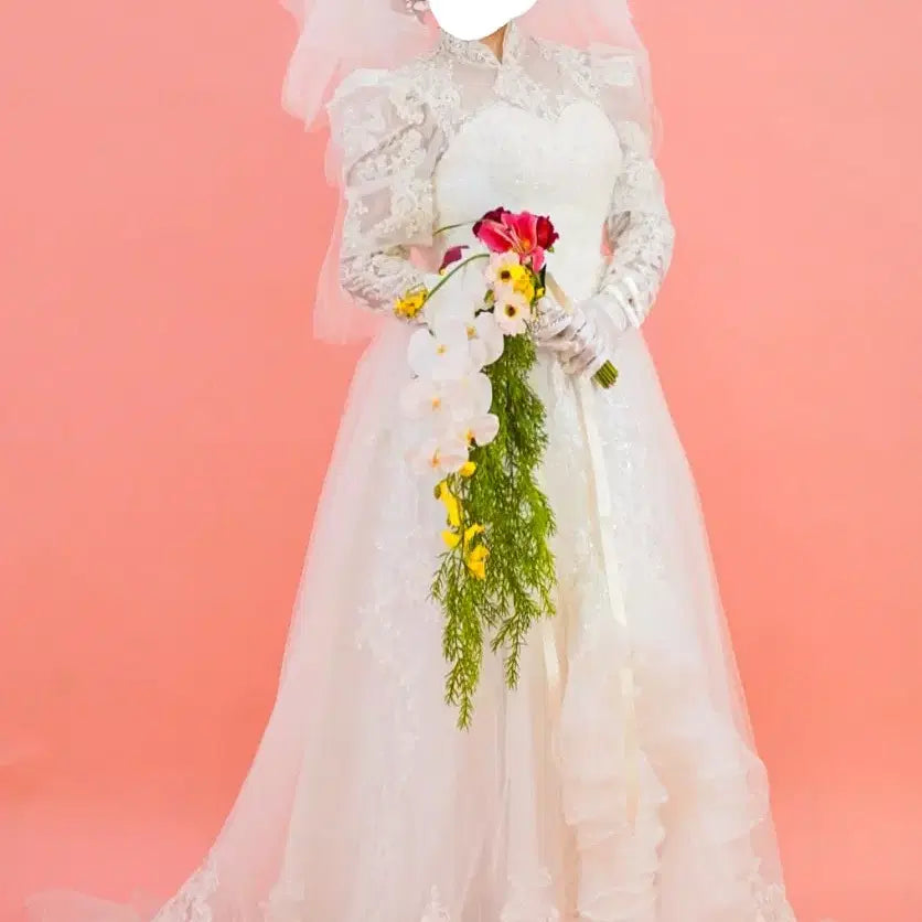 [BUNJANG] Vintage Retro Wedding Dress Full Set / 빈티지 웨딩드레스 복고풍 풀세트