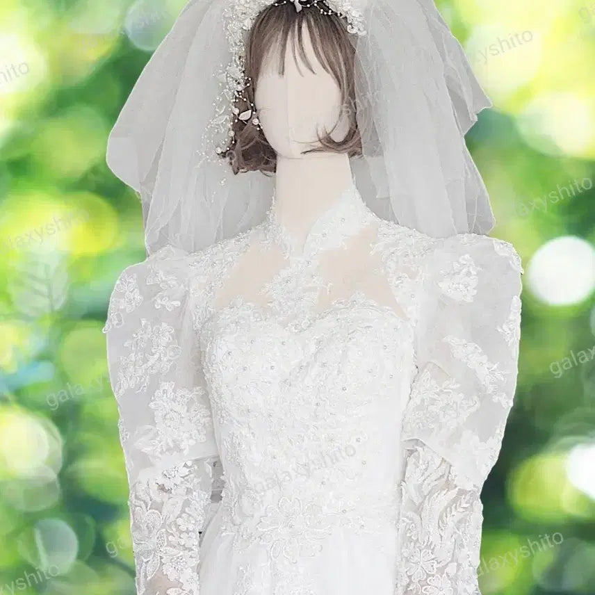 [BUNJANG] Vintage Retro Wedding Dress Full Set / 빈티지 웨딩드레스 복고풍 풀세트