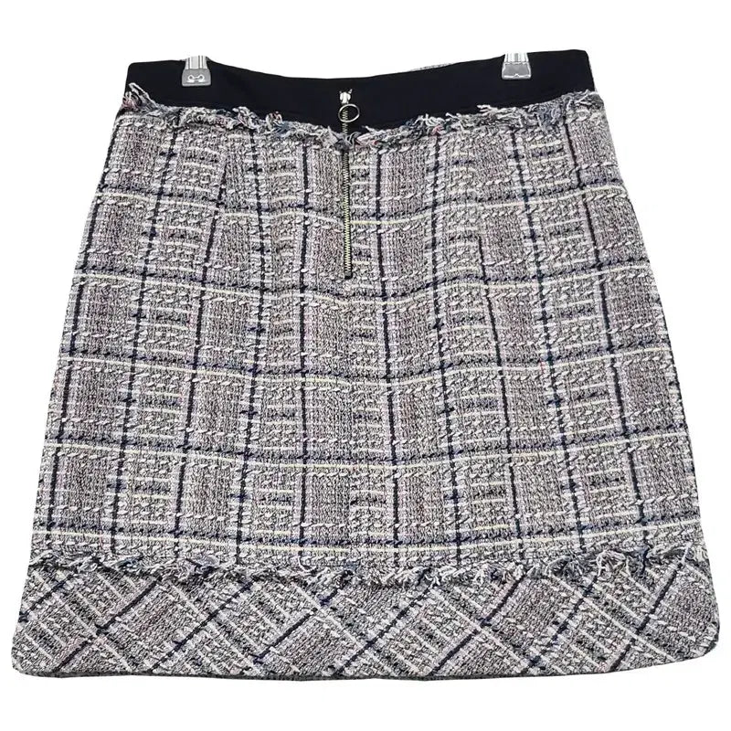 [BUNJANG] Jigott Checked Light Grey Tweed Skirt / 지고트 체크 라이트 그레이 트위드 스커트 76-94