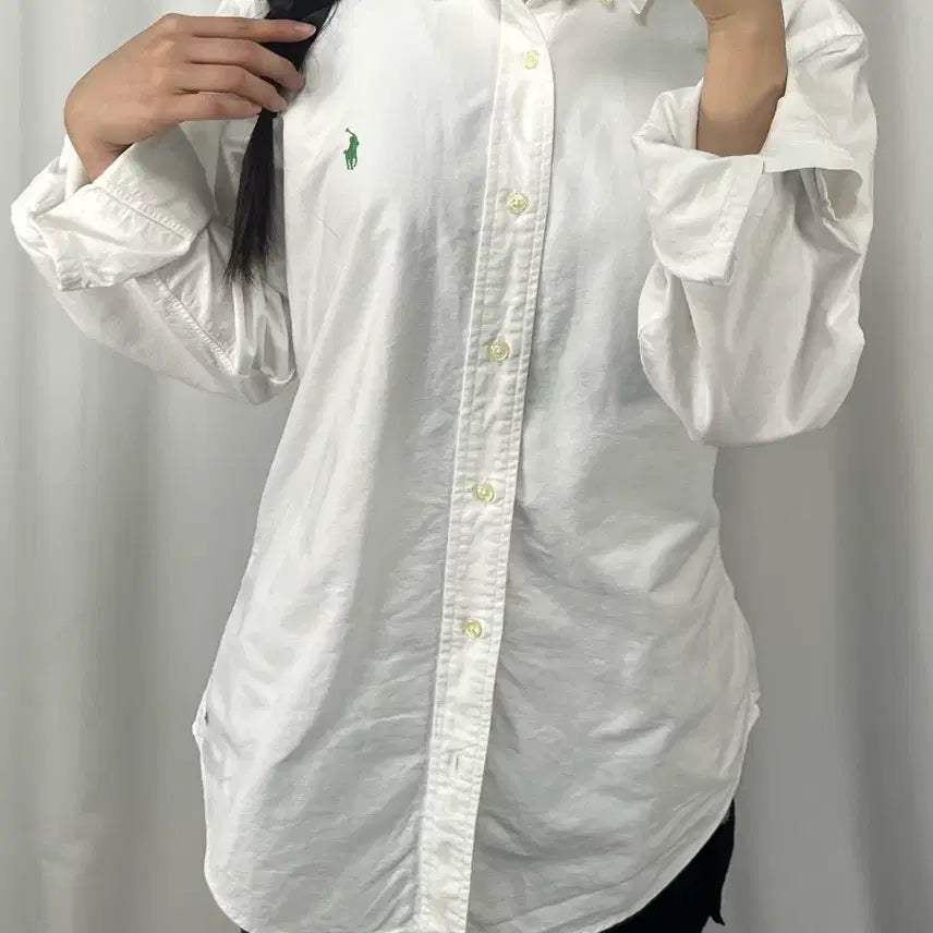 [BUNJANG] Polo Ralph Lauren Green Pony Oxford Shirt White / 폴로 그린 포니 화이트 옥스퍼드 셔츠
