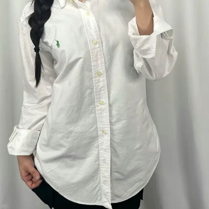 [BUNJANG] Polo Ralph Lauren Green Pony Oxford Shirt White / 폴로 그린 포니 화이트 옥스퍼드 셔츠