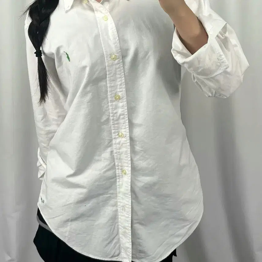 [BUNJANG] Polo Ralph Lauren Green Pony Oxford Shirt White / 폴로 그린 포니 화이트 옥스퍼드 셔츠
