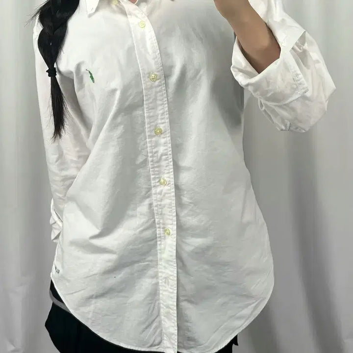 [BUNJANG] Polo Ralph Lauren Green Pony Oxford Shirt White / 폴로 그린 포니 화이트 옥스퍼드 셔츠