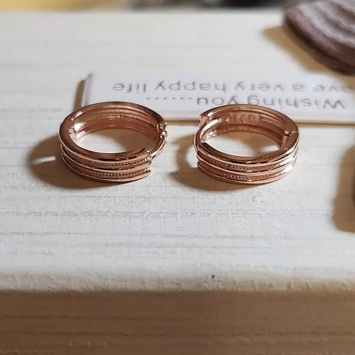 [BUNJANG] 14K Gold Triple Line Hoop Earrings / 14k3줄뒤걸이