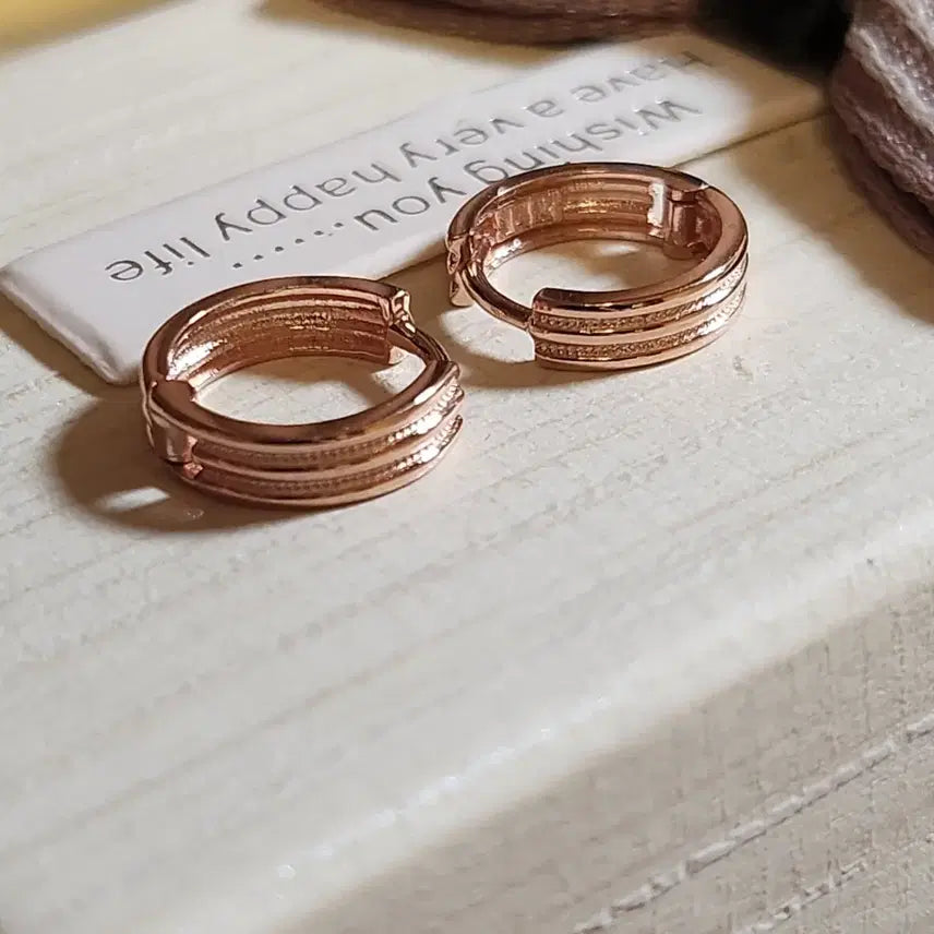 [BUNJANG] 14K Gold Triple Line Hoop Earrings / 14k3줄뒤걸이